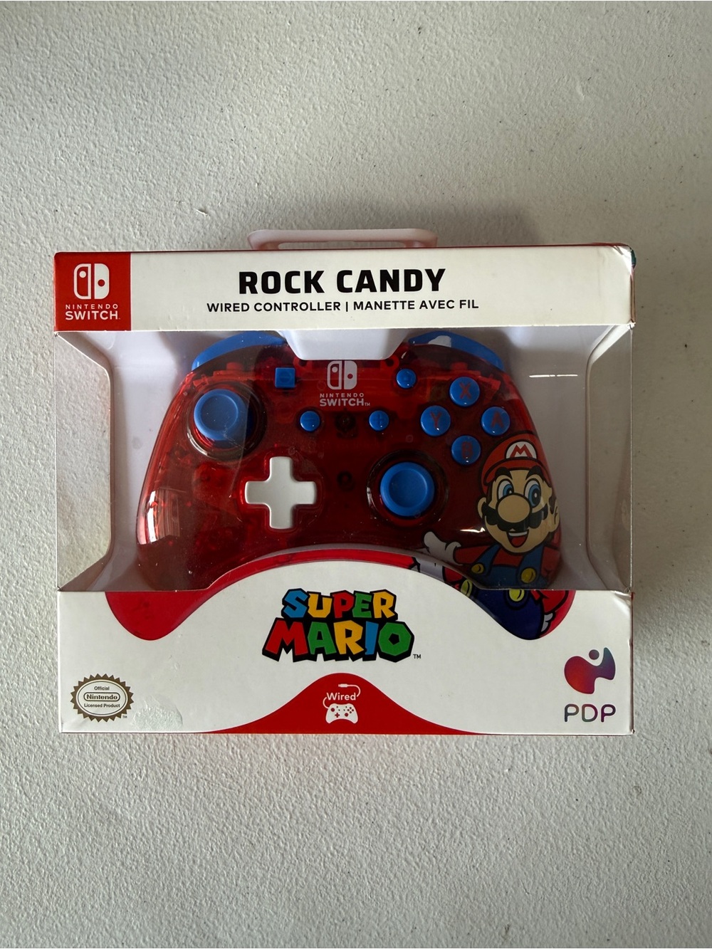 Rock & Candy Super Mario Wired Controller for Nintendo Switch — Red/Blue